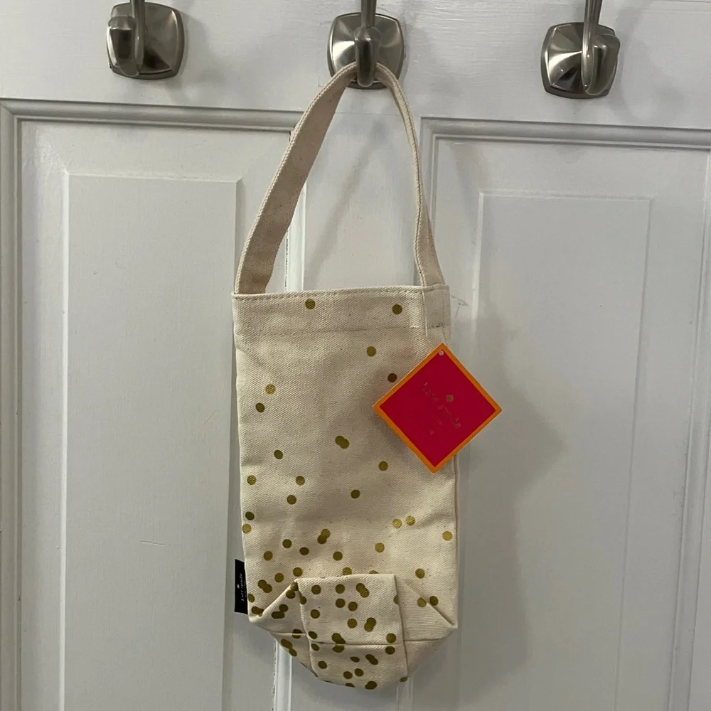 Kate Spade Gold Dot wine tote cream and Gold Canvas NWT handle bag gift bag